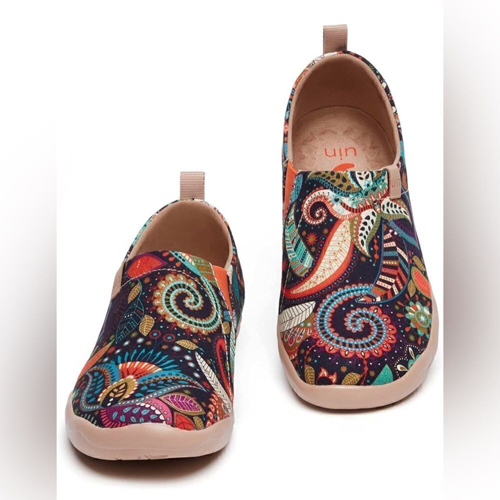 UIN Women Floral Art Sneaker Painted Canvas Slip-On Travel Shoes(Wonder Mandala) - Picture 5 of 10